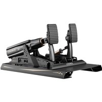Black Moza Racing mBooster Pedal Set with dual textured pedals on a sleek metallic base.