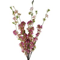 Pack of 6 pink blossom spray stems, 100cm each, with delicate pink flowers and green leaves.