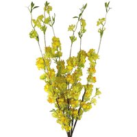 Pack of 6 yellow blossom spray stems, 100cm each, with delicate flowers and green leaves on slender branches.