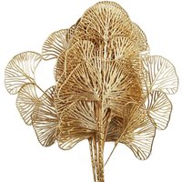 Pack of 6 golden leaf stems, 65cm tall, with intricate vein patterns for floral arrangements.
