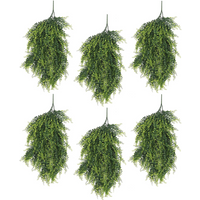 Pack of 6 artificial foliage plants, 85cm, hanging, UV and fire resistant, lush green leaves.