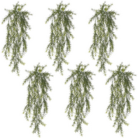 Pack of 6 artificial spider fern plants, 78cm, hanging, UV and fire resistant, with dense green foliage.