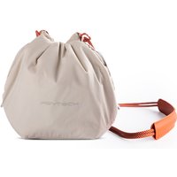 Ivory PGYTECH OneGo drawstring ladies case with orange strap and minimalist design.