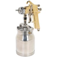 Sealey S701 Professional Gold Series air spray gun with metallic gold body and silver paint container.