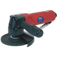 Red and black Sealey heavy duty air angle grinder with 100mm disc and side handle.