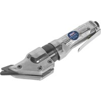 Silver Sealey SA53 Air Shears with ergonomic handle and blue label, featuring sharp cutting blades and trigger mechanism.