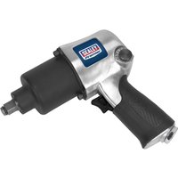 Silver and black Sealey SA602 Twin Hammer Air Impact 1/2" Drive with ergonomic grip and branded logo on the side.