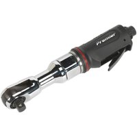 Sealey SA608 Super Duty Air Ratchet Wrench, 1/2" drive, chrome finish with black grip and red accent ring.