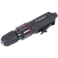 Black Sealey air drill with straight design, 10mm keyless chuck, and red accent on the body.
