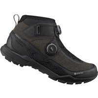 Black Shimano EX9 SPD MTB cycling shoes with high ankle, BOA dial closure, and rugged sole.