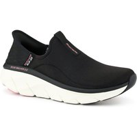 Black Skechers Slip-Ins RF: D'Lux Walker 2.0 shoe with white cushioned sole and slip-on design.