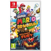 Nintendo Switch game case for "Super Mario 3D World + Bowser's Fury" featuring Mario and characters on colorful cover.