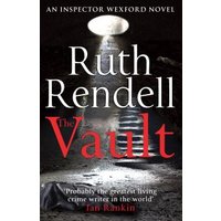 "The Vault" book by Ruth Rendell, dark cover with spotlight on stairs, red title text, part of Inspector Wexford series.