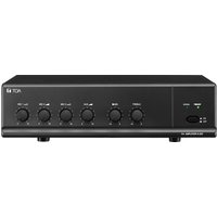 Black TOA A-230 car audio amplifier with six control knobs and LED indicators on the front panel.