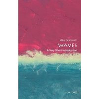 Red and teal "Waves" book cover with abstract design and white text by Mike Goldsmith.