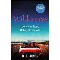 "Wilderness" book cover with a red convertible on a desert road under a blue sky, tagline "Love can hurt. Betrayal can kill."