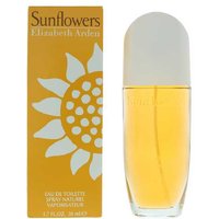 Yellow Elizabeth Arden Sunflowers Eau de Toilette 50ml bottle with matching sunflower-themed box.