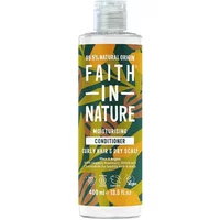 Faith in Nature Shea & Argan Conditioner 400ml bottle with green and yellow leaf design and white cap.