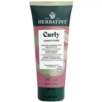 Herbatint Curly Conditioner 200ml tube, green cap, pink label with white text, nourishing formula for curly hair.