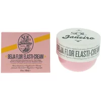 Sol de Janeiro Beija Flor Elasti-Cream, pink jar with white lid, 240ml, floral design, moisturizing body cream.