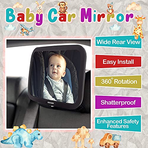 Baby Car Mirror for Back Seat Safest Newborn Essentials with Rear View, Shatterproof, Adjustable to See Rear Facing for Infants, Kids and Pets - image 3