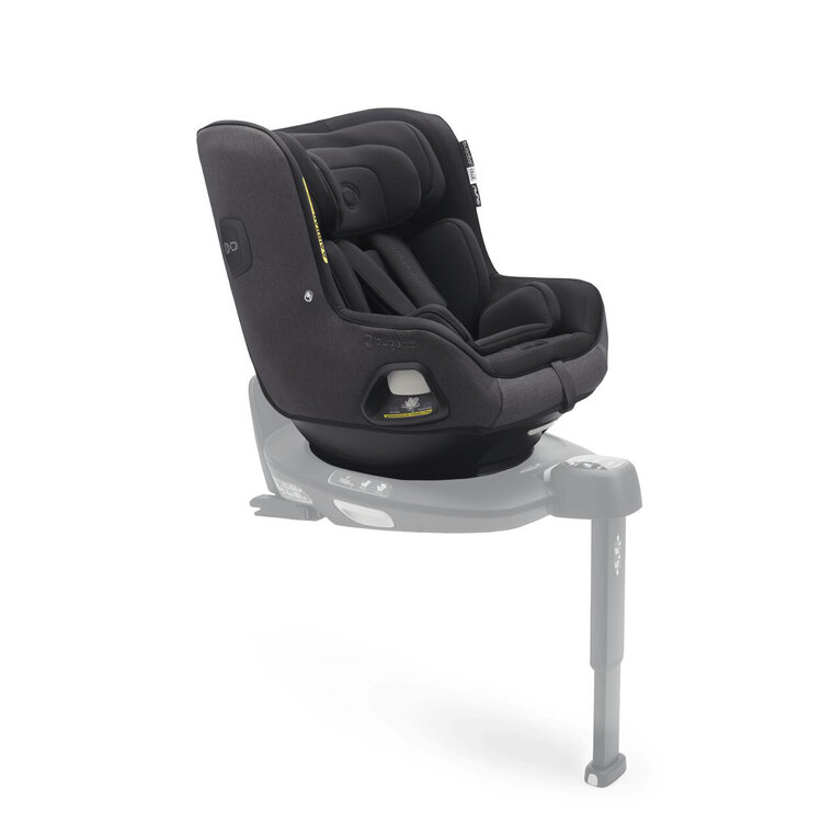 The Bugaboo Owl Car Seat by Nuna features a sleek black fabric design with plush cushioning, a sturdy base, and a secure installation system for safety.