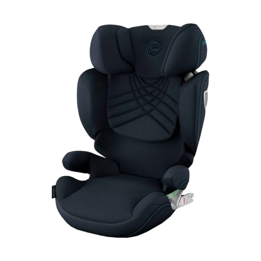 Cybex Solution T I-Fix Plus car seat in Nautical Blue, featuring a sleek design, breathable fabric, adjustable headrest, and side impact protection for enhanced safety.