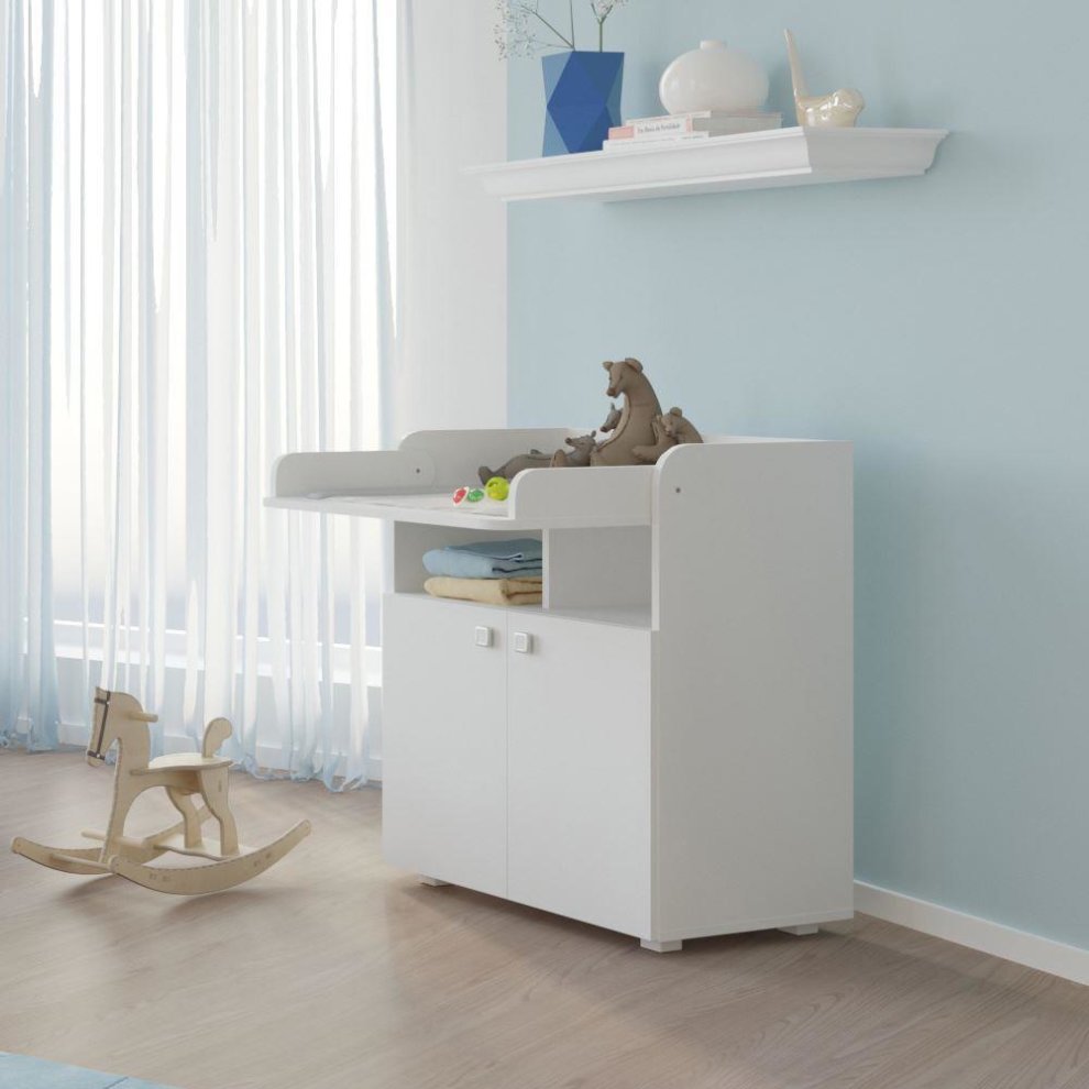 Kidsaw Baby Changing Board Cupboard with Storage - White - image 4