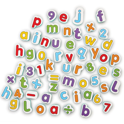 Colorful foam bath toy set featuring various letters and numbers in vibrant hues, designed for playful learning during bathtime.