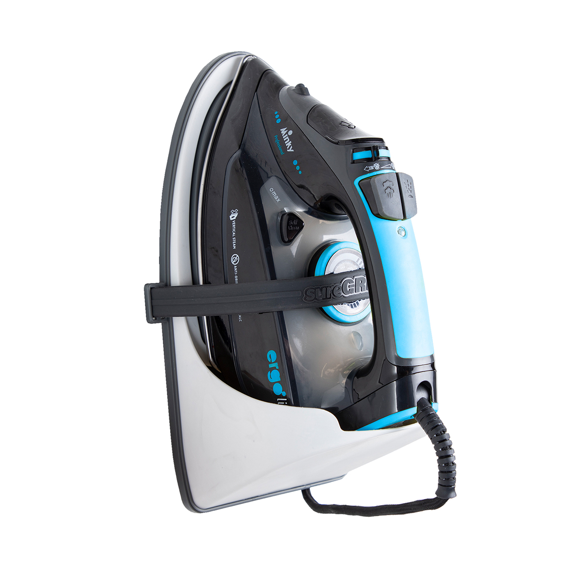 Minky Sure Grip Iron Holder in grey, featuring a strong secure strip, designed to hold an iron safely with a sleek, modern design and durable material.