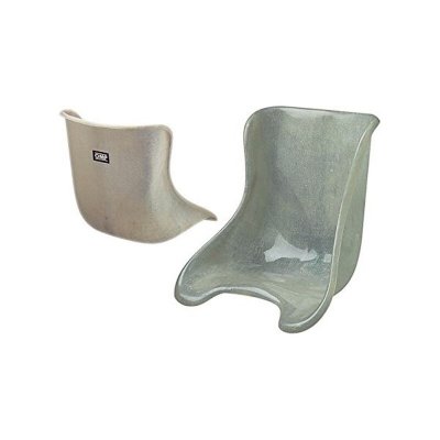 Clear fiberglass kart seat with a width of 33cm, featuring a sleek design and smooth surface, ideal for racing applications.