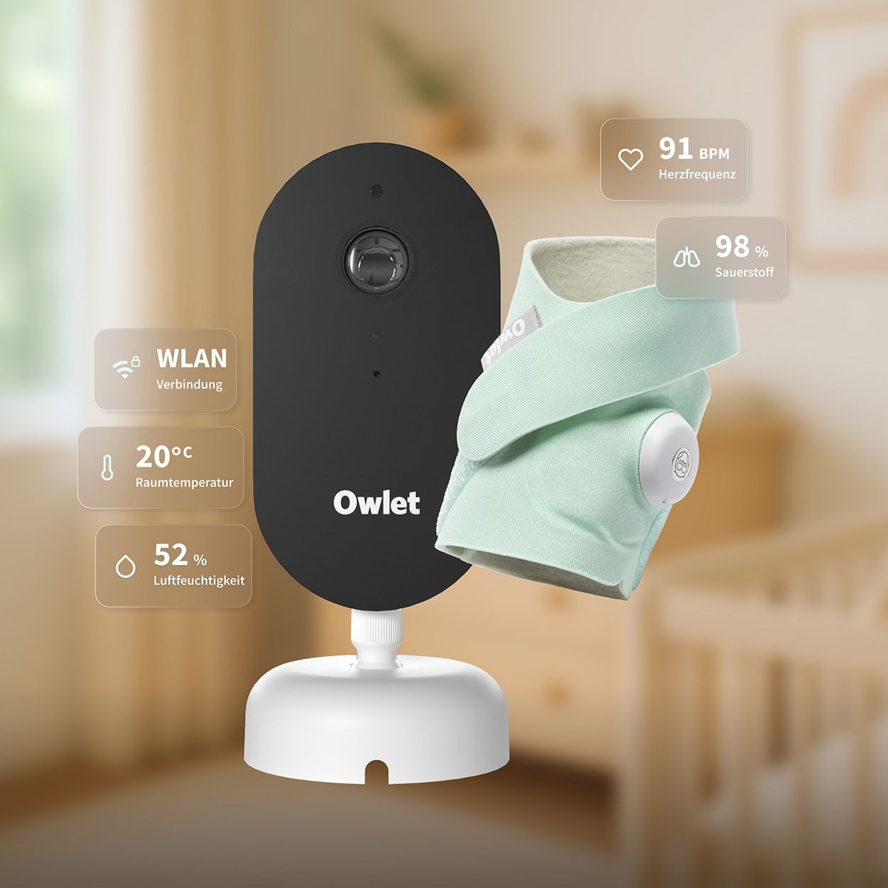 Owlet Dream Duo™ (Sock + Sight) Smart Baby Monitor- Mint - image 2