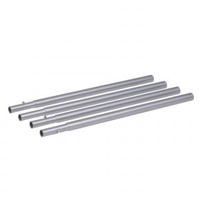 Set of four powder-coated steel table legs in a sleek silver finish, designed for easy connection to transform a Poppy tabletop.