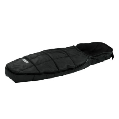 Black Thule Sport Footmuff made of quilted, weather-resistant material, featuring a snug design with a soft interior for warmth and comfort.
