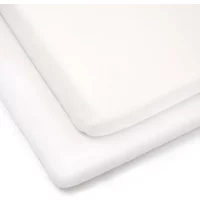 White Clair De Lune fitted cotton cot bed sheets, 140 x 70cm, smooth texture, neatly folded, pack of two.