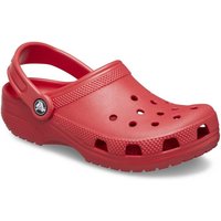 Red Crocs Toddler Classic Clog with perforated toe box, adjustable heel strap, and textured sole, Size: Infant 6.