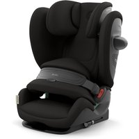 Black Cybex Pallas G3 i-Size car seat with adjustable headrest and impact shield, sleek design with gray accents.