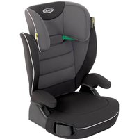 Midnight grey Graco Logico L R129 i-Size car seat with padded headrest, armrests, and side impact protection.