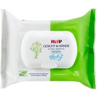 HiPP Babysanft Wet Wipes pack, green and white, with tree logo and resealable lid, 20 pcs.
