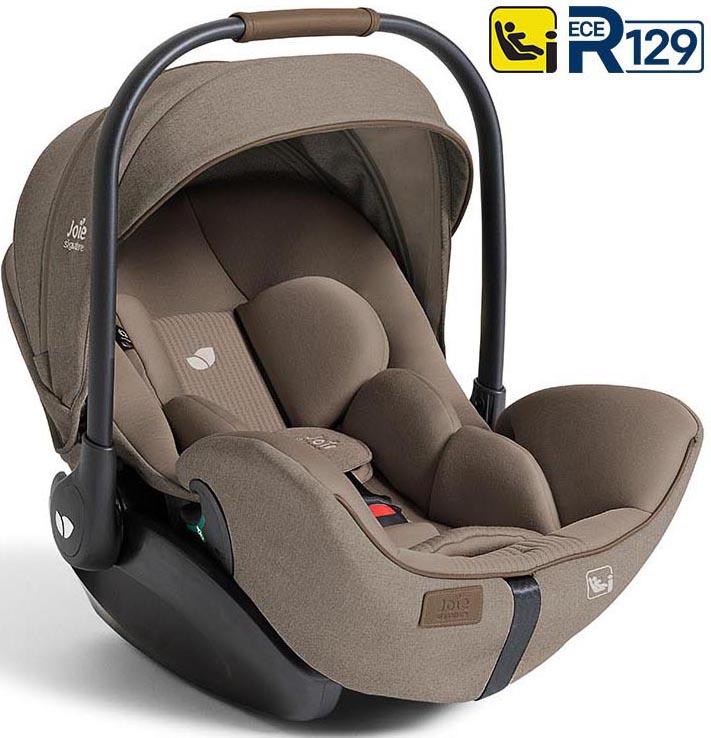 i-Level Pro Signature Car Seat in Maple, brown fabric, padded interior, adjustable canopy, and ergonomic handle.
