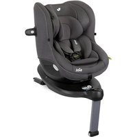 Thunder grey Joie i-Spin 360 i-Size car seat with padded headrest and 360-degree swivel base.