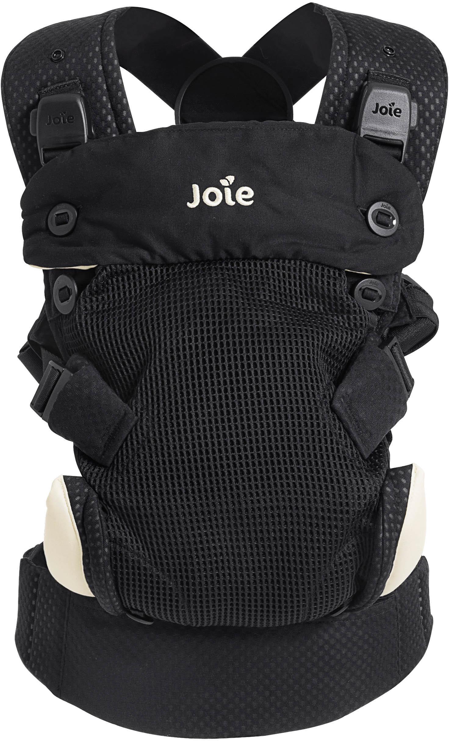 Black Joie Savvy Lite Air 3in1 baby carrier with breathable mesh fabric and adjustable straps.
