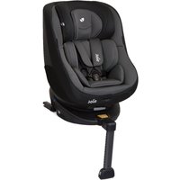 Joie Spin 360 car seat in Ember Grey, with padded headrest, adjustable harness, and swivel base.
