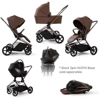 Red Kite Push Me Cruise 3 in 1 Travel System in Chestnut, featuring a brown stroller, carrycot, and car seat with black frame.