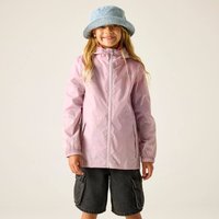 Pale lilac waterproof shell jacket for ages 3-4, with hood and zip front, by Regatta.