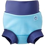 Blue Cobalt Splash About Happy Nappy for 0-3 months, featuring a light blue body and dark blue waistband and leg cuffs.