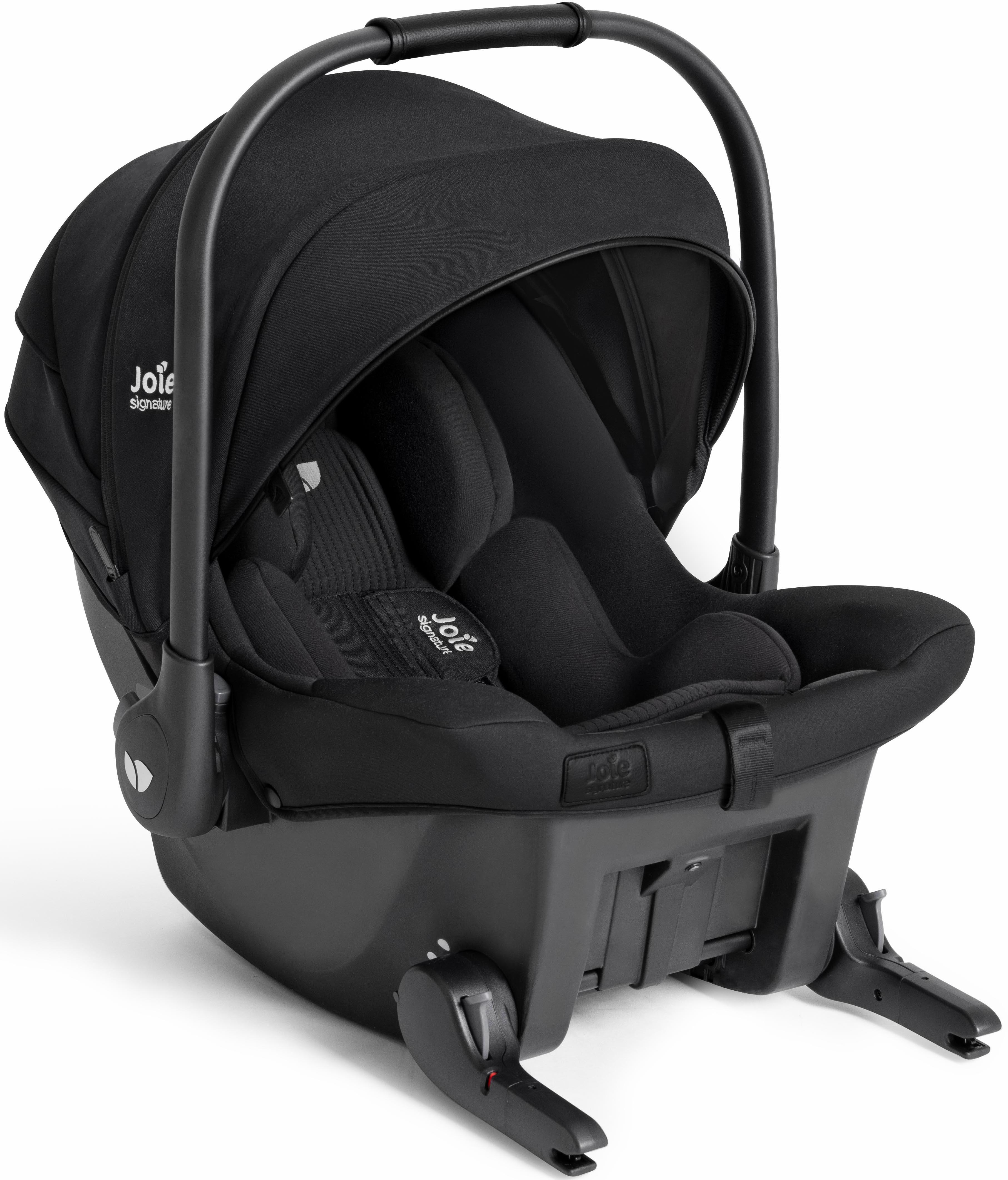 Black Joie Signature Sprint Isofix infant carrier with padded interior, adjustable canopy, and ergonomic handle.