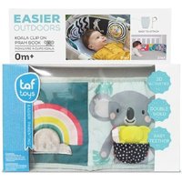 Taf Toys Koala Clip On Pram Book with colorful rainbow and koala designs, suitable for babies 0 months and up.