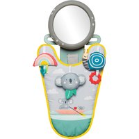 Koala-themed car play center with mirror, colorful hanging toys, and soft fabric featuring a koala design.