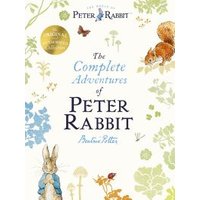 "The Complete Adventures of Peter Rabbit book with floral and animal illustrations on white cover."